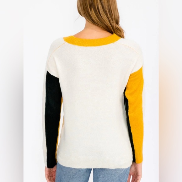 NWT Hem & Thread WOMEN'S COLORBLOCK LIGHTWEIGHT SWEATER LONG SLEEVE - Picture 4 of 4